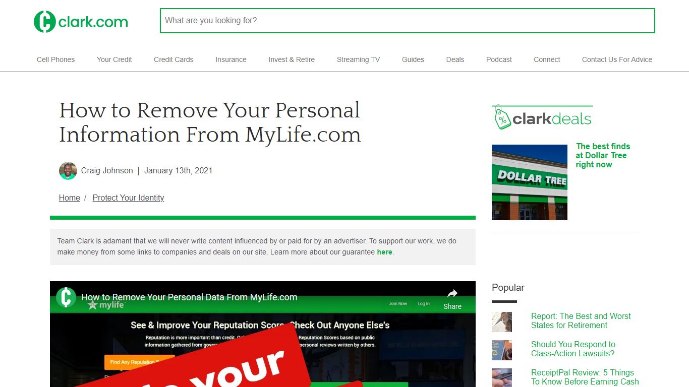 How to Remove Your Personal Information From MyLife.com - Clark Howard